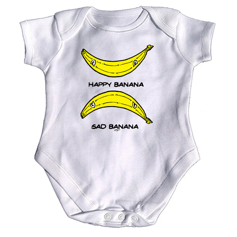 123t Funny Babygrow - Happy Banana Sad Banana - Baby Jumpsuit Romper Pajamas
