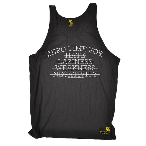 SWPS Zero Time For Hate … Negativity Sex Weights And Protein Shakes Gym Vest Top
