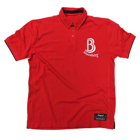 Men's B Blumberg Logo White Text Breast Pocket Design Premium Polo Shirt