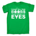 123t Men's Please Tell Your Boobs To Stop Staring At My Eyes Funny T-Shirt
