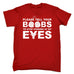 123t Men's Please Tell Your Boobs To Stop Staring At My Eyes Funny T-Shirt