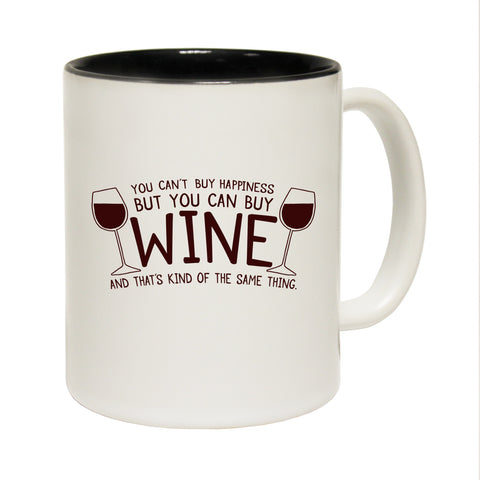 Funny Mugs - You Can Buy Wine - Joke Birthday Gift Birthday Pun BLACK NOVELTY MUG