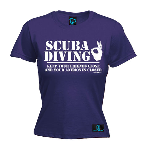 Open Water -  Women's Scuba Diving Keep Your Friends Close Anemones Closer - FITTED T-SHIRT