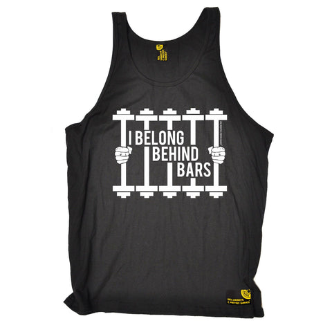 Sex Weights and Protein Shakes I Belong Behind Bars Sex Weights And Protein Shakes Gym Vest Top